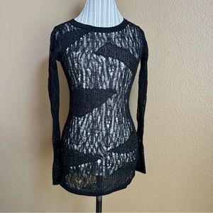 Armani Exchange Black Sweater Open Stitch Y2K Size XS